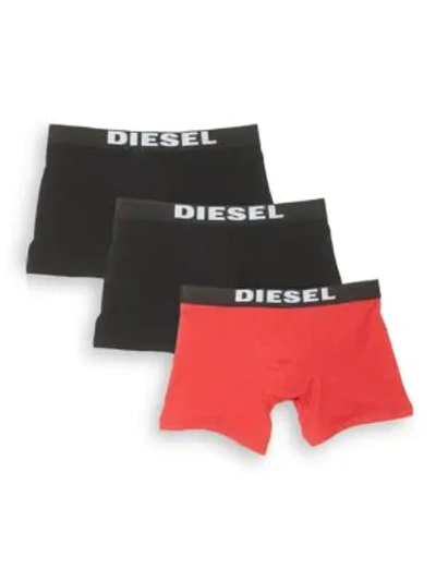 Shop Diesel Umbx Sebastian 3-pack Boxer Briefs In Black Orange
