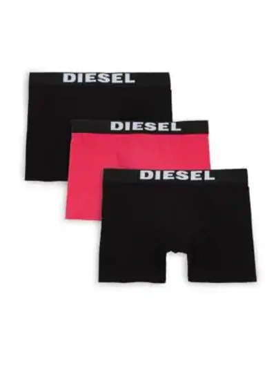 Shop Diesel Umbx Sebastian 3-pack Boxer Briefs In Black Pink