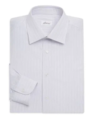 Shop Brioni Pinstriped Cotton Dress Shirt In Lavender