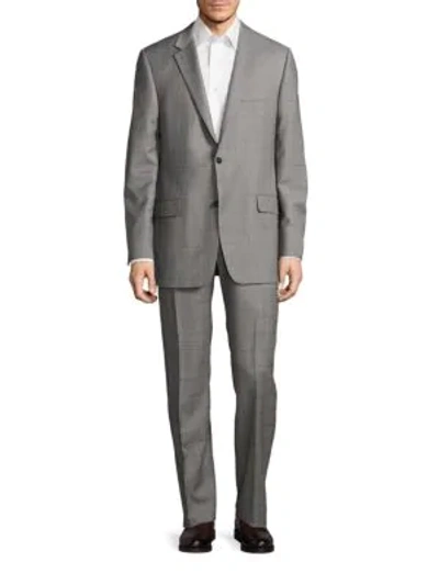 Shop Hickey Freeman Regular-fit Millburn Wool Windowpane Suit In Grey