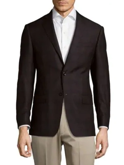 Shop Michael Kors Two-button Wool Blazer In Dark Brown