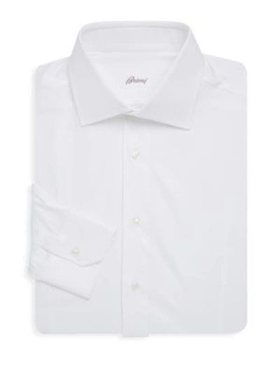 Shop Brioni Cotton Dress Shirt In White