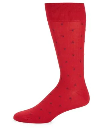 Shop Bruno Magli Pinstripe Polka-dot Socks In Red