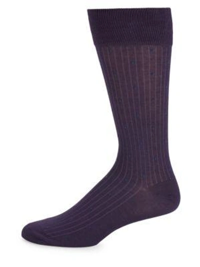 Shop Bruno Magli Pinstripe Polka-dot Socks In Purple