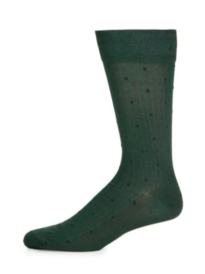 Shop Bruno Magli Pinstripe Polka-dot Socks In Forest
