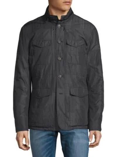 Shop John Varvatos Down-fill Front Zip And Snap Jacket In Midnight