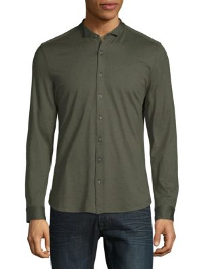 Shop John Varvatos Long-sleeve Button-down Shirt In Moss Green
