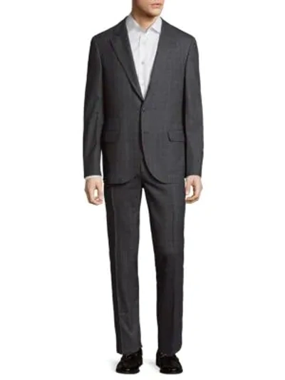 Shop Brunello Cucinelli Checkered Wool Suit In Grey