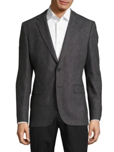 Shop Hugo Boss Regular-fit Herringbone Jacket In Charcoal