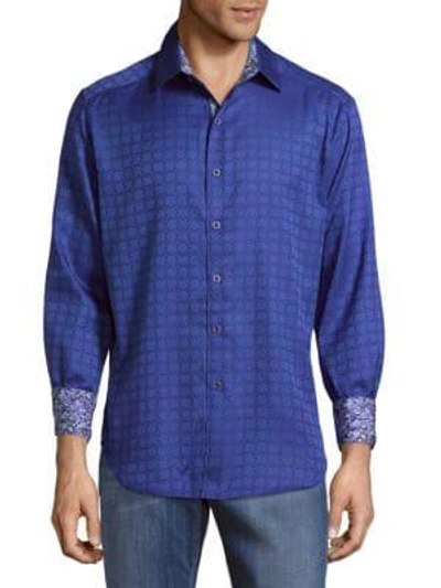Shop Robert Graham Rialto Cotton Button-down Shirt In Blue
