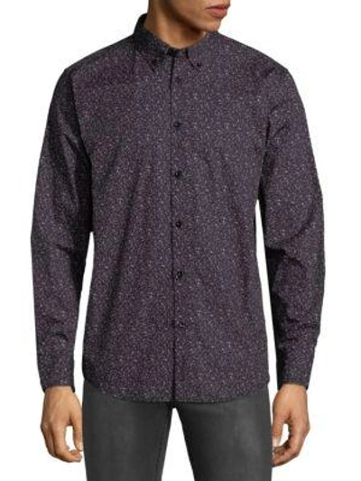 Shop Ben Sherman Floral Cotton Button-down Shirt In Black