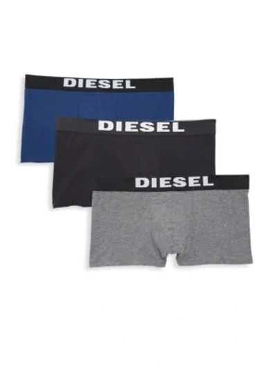 Shop Diesel Umbx Rocco 3-pack Boxer Briefs In Blue Black