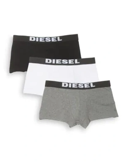 Shop Diesel Umbx Rocco 3-pack Boxer Briefs In Black White