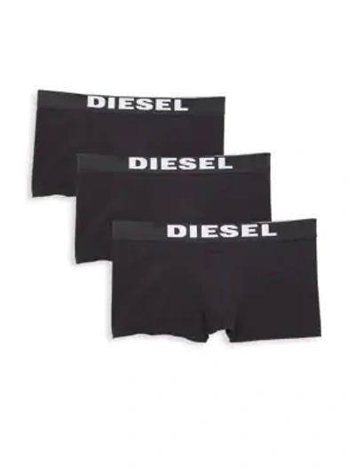 Shop Diesel Umbx Rocco 3-pack Boxer Briefs In Dark Black