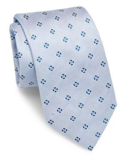 Shop Brioni Floral-textured Silk Tie In Sky Blue