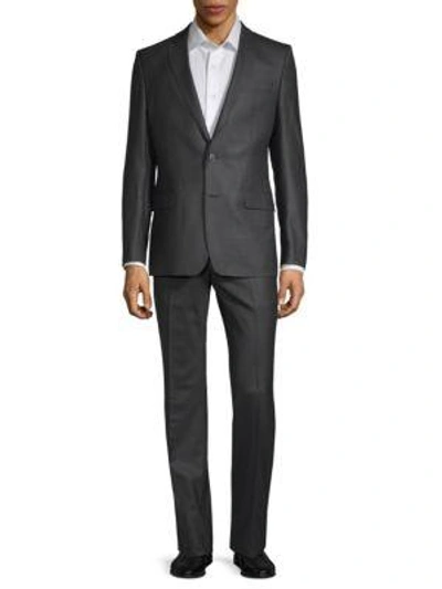 Shop Versace 2-piece Modern-fit Wool Suit In Grey