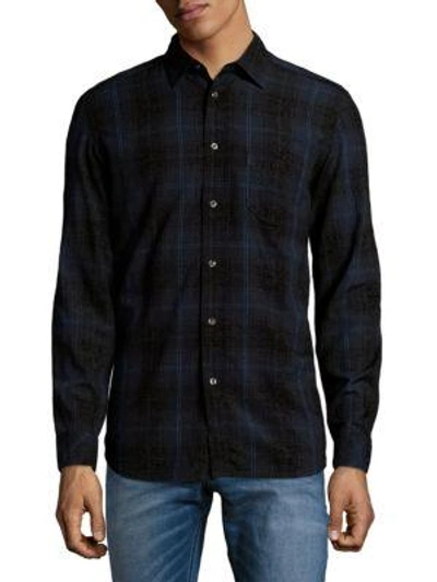 Shop Diesel Patterned Button-down Shirt In Midnight Blue