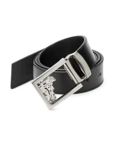 Shop Versace Leather Belt In Black