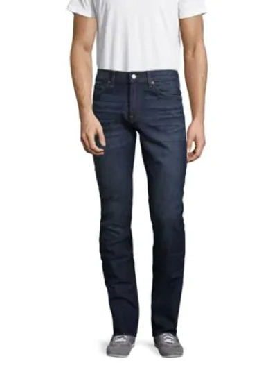 Shop 7 For All Mankind Slimmy Straight-leg Jeans In Dark Blue