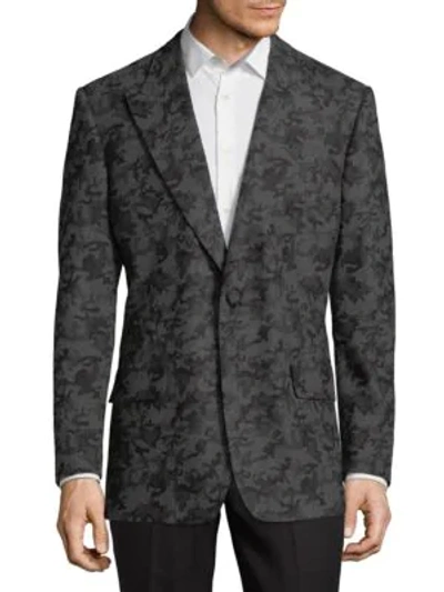 Shop Lutwyche Camo Wool Blazer In Grey
