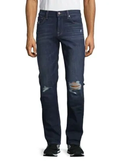 Shop 7 For All Mankind Slimmy Straight-leg Jeans In Kold Destroy
