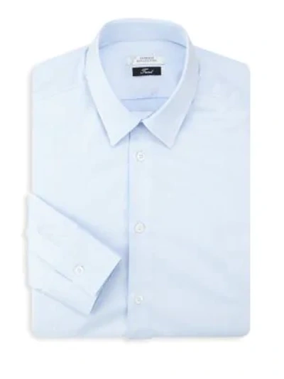 Shop Versace Button-front Dress Shirt In Light Blue