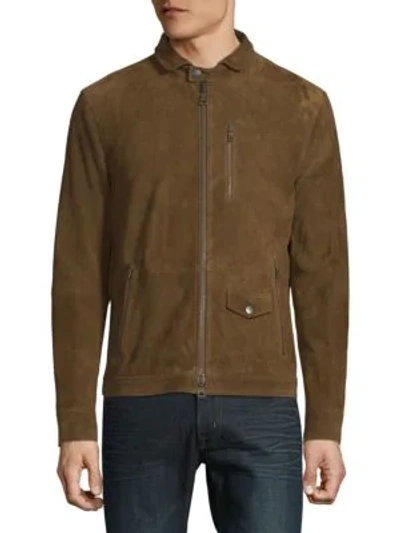 Shop John Varvatos Slim-fit Front Zip Leather Jacket In Russet
