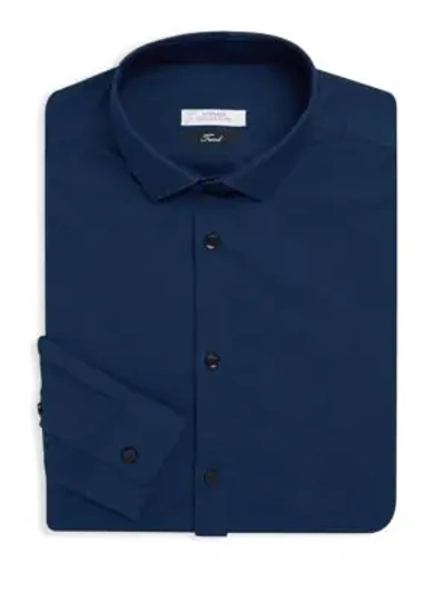 Shop Versace Casual Dress Shirt In Blue