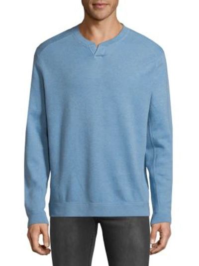 Shop Tommy Bahama New Flip Side Pro Abaco Splitneck Cotton Sweatshirt In Maui Blue