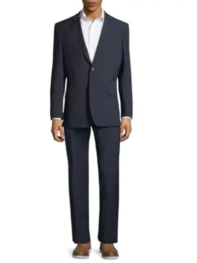 Shop Versace Twill Two-piece Suit In Blue