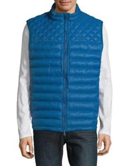 Shop Strellson Quilted Zip-front Vest In Aqua