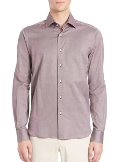 Shop Saks Fifth Avenue Collection Buttoned Cotton Shirt In Brown