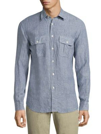 Shop Billy Reid Brantley Cotton Shirt In Blue