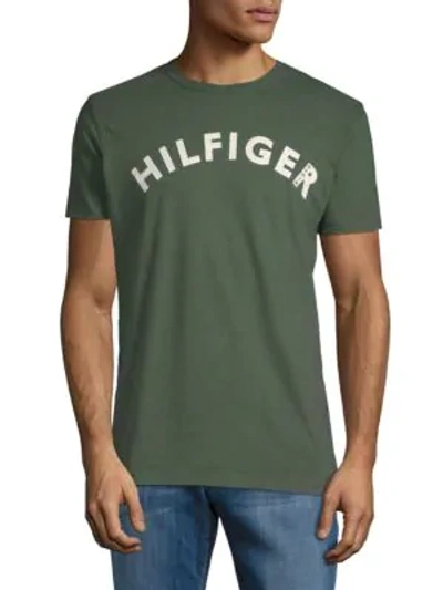 Shop Tommy Hilfiger Logo Graphic Cotton Tee In Sycamore