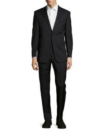 Shop Michael Kors Solid Check Wool Suit In Navy