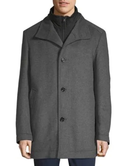 Shop Hugo Boss Coxtan Long-sleeve Coat In Grey