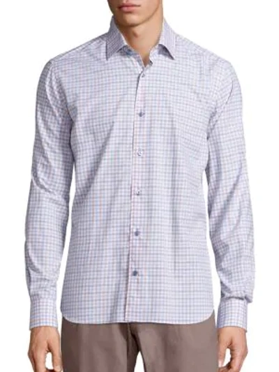 Shop Saks Fifth Avenue Cotton Button-down Shirt In Blue Tan