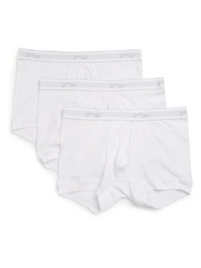 Shop 2(x)ist Cotton Elasticized Waist Trunks- Set Of 3 In White