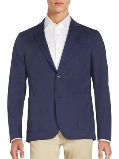 Shop Michael Kors Long Sleeve Cotton Jacket In Indigo