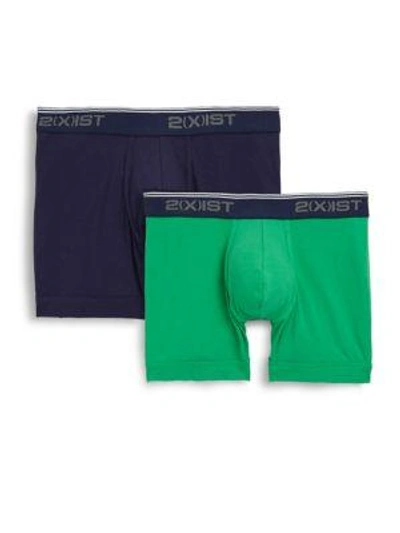 Shop 2(x)ist Stretch Cotton Boxer Briefs, 2-pack In Gem Green
