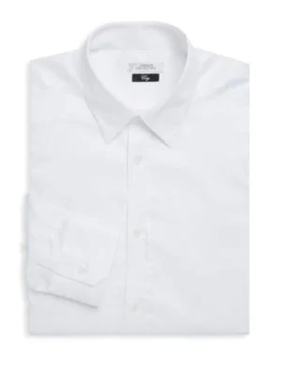 Shop Versace Point Collar Cotton Dress Shirt In White