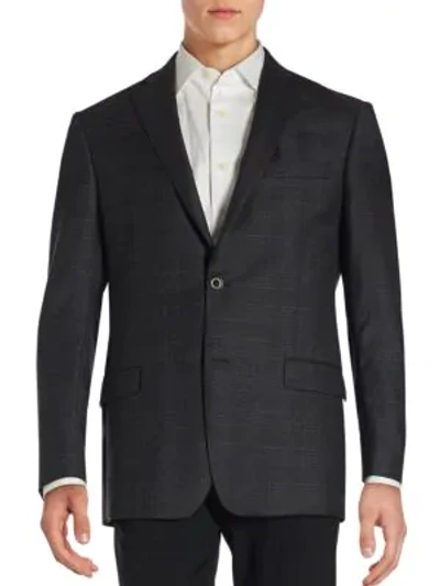 Shop Michael Kors Men's Notched Lapel Long Sleeve Jacket In Charcoal