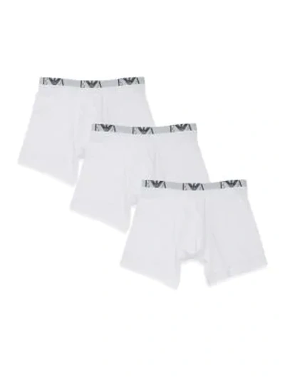 Shop Emporio Armani Three-pack Cotton Boxer Briefs In White