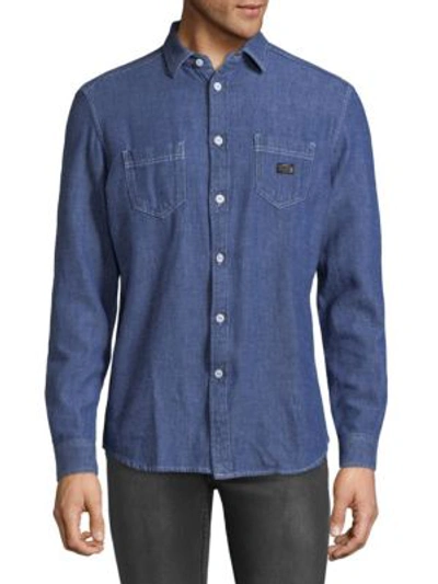 Shop Diesel Long Sleeve Denim Button-down Shirt In Blue