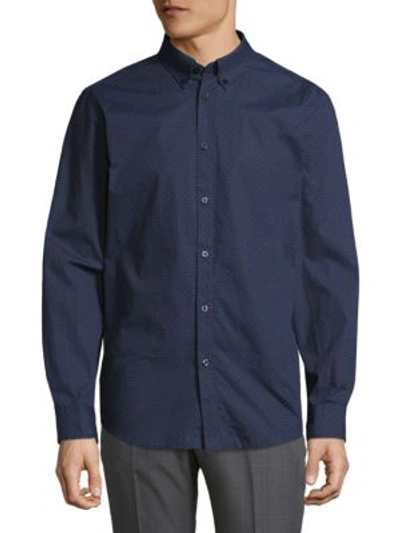 Shop Ben Sherman Arrow Cotton Casual Button-down Shirt In Mood Indigo