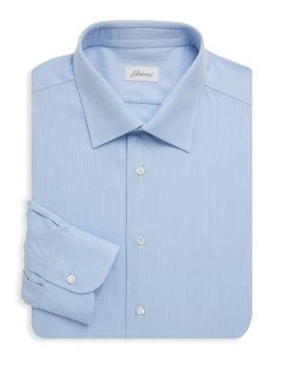 Shop Brioni Textured Cotton Dress Shirt In Blue