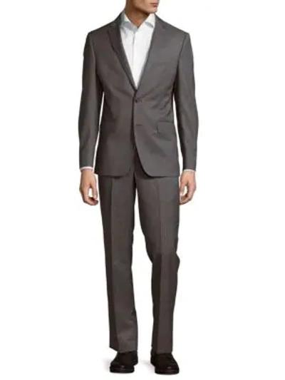 Shop Dkny Stripe Wool Suit In Grey