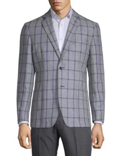 Shop Tommy Hilfiger Regular-fit Windowpane Notch Jacket In Grey