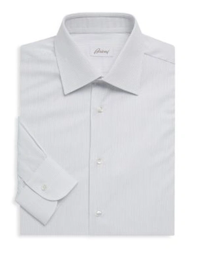 Shop Brioni Cotton Dress Shirt In Blue White