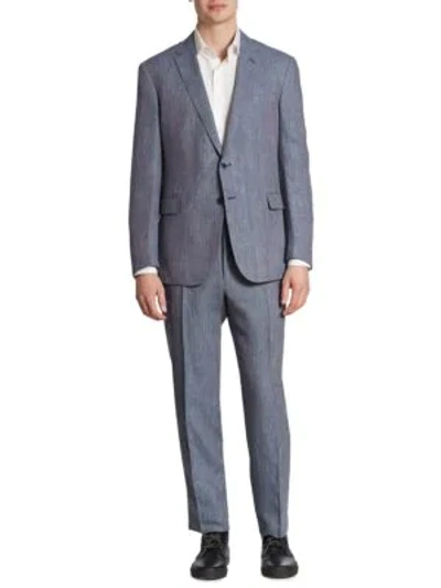 Shop Ralph Lauren Textured Wool Blend Suit In Light Blue